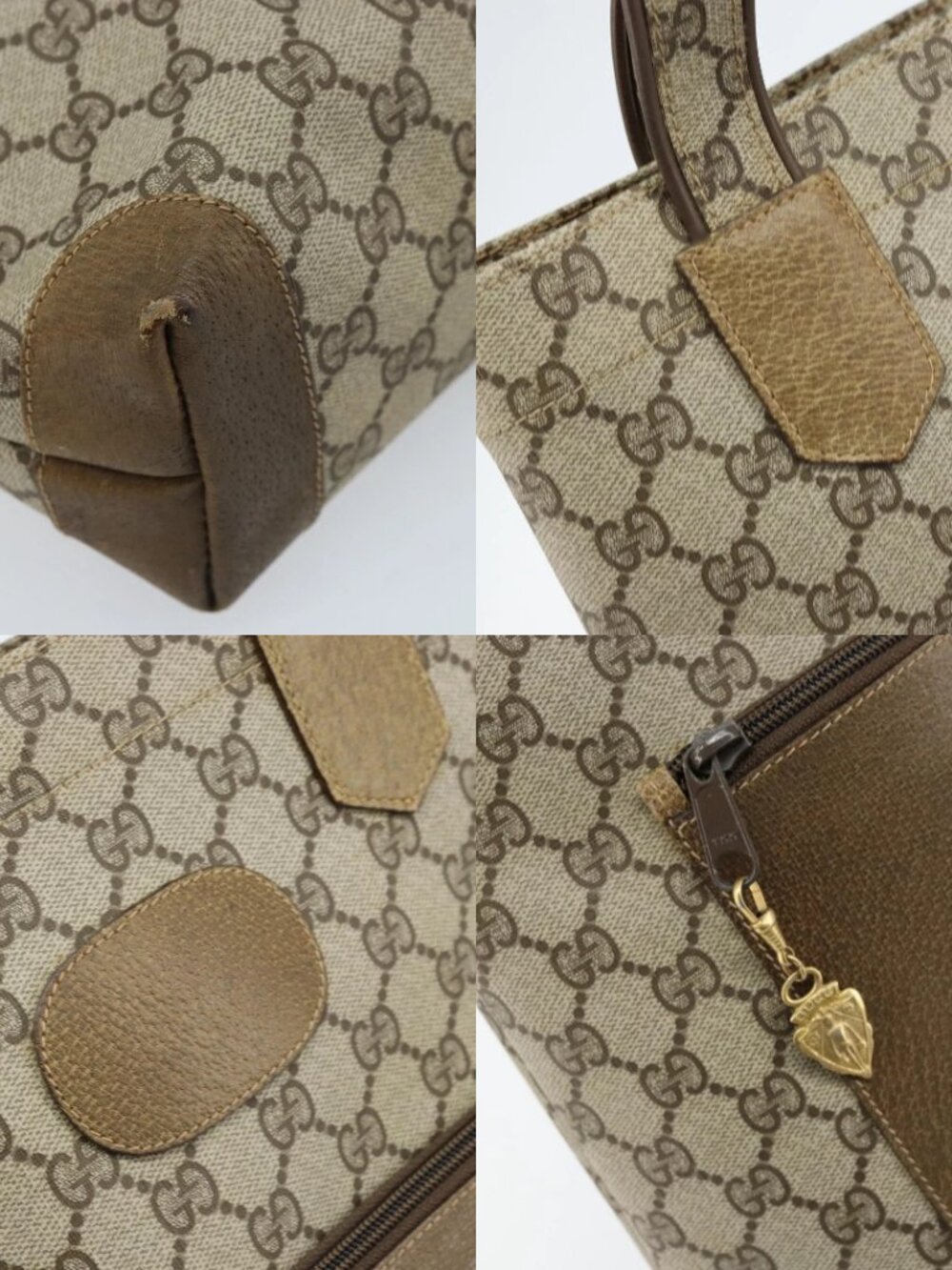 GUCCI GG Supreme Tote Bag PVC Beige Gold Auth gh1804 - Picture 13 of 15